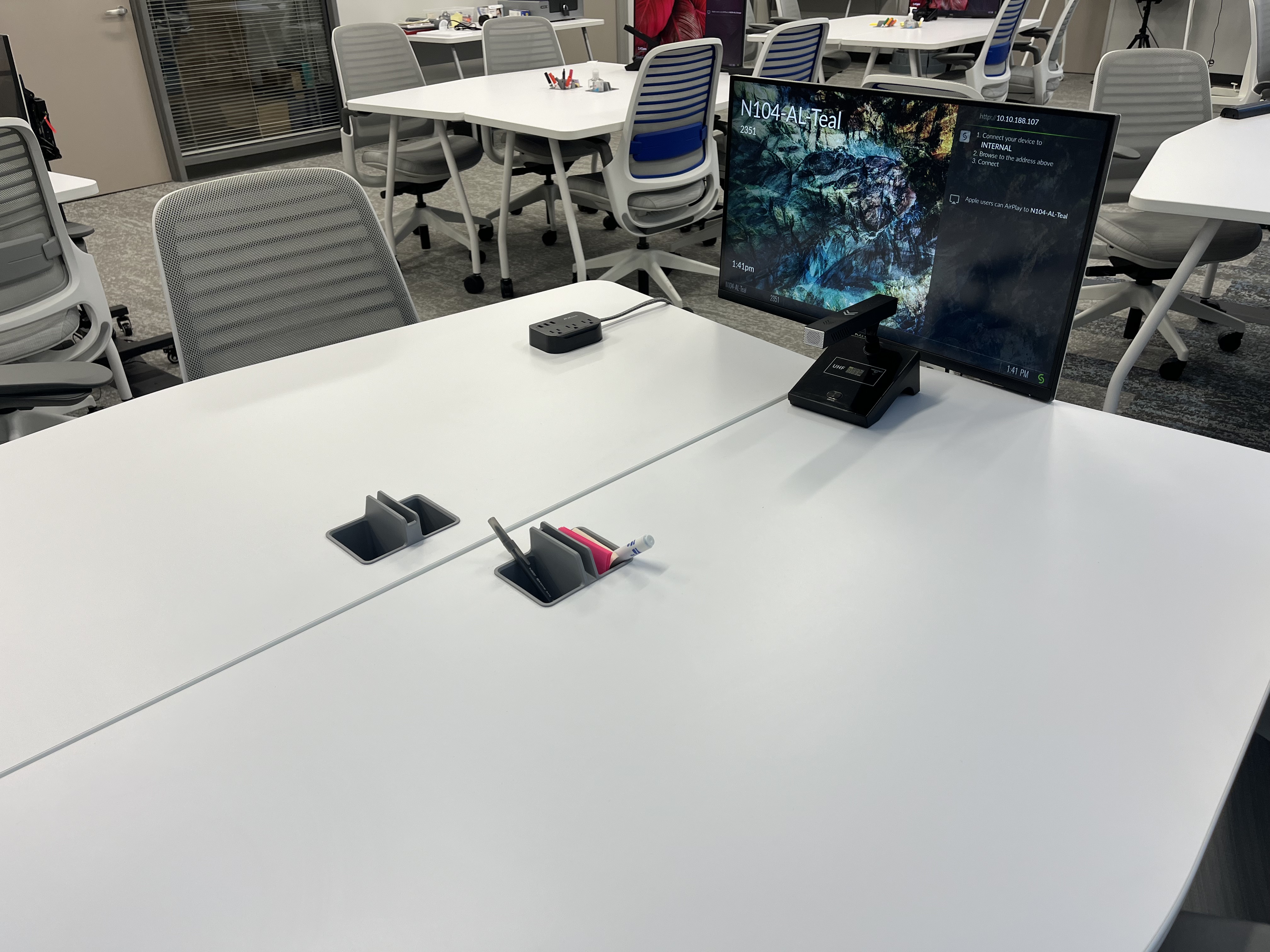 table with display screen attached