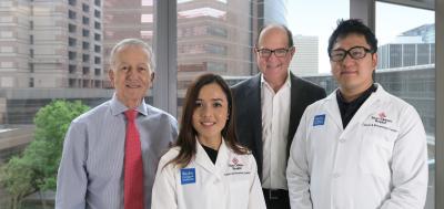 Publication authors (L-R), Histiocytosis Program Director Dr. Ken McClain, postdoctoral associate Akanksha Batajoo, Pediatrics Vice Chair of Research Dr. Carl Allen, and PhD Candidate Howard Lin.