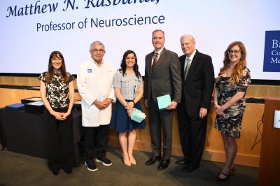 Winners of the Barbara and Corbin J. Robertson, Jr. Presidential Award for Excellence in Education pose with college leadership