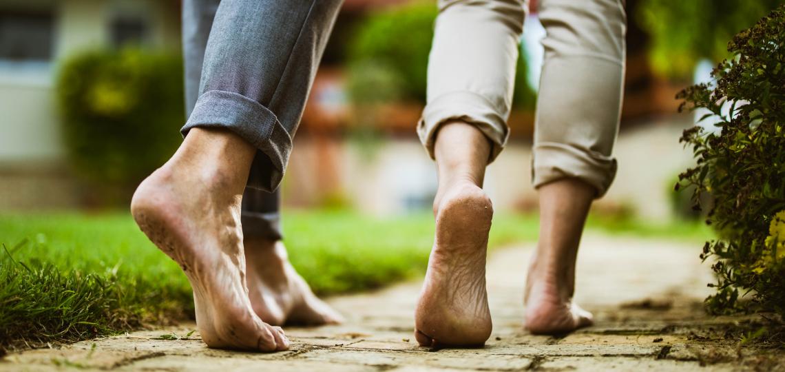 people walking barefoot