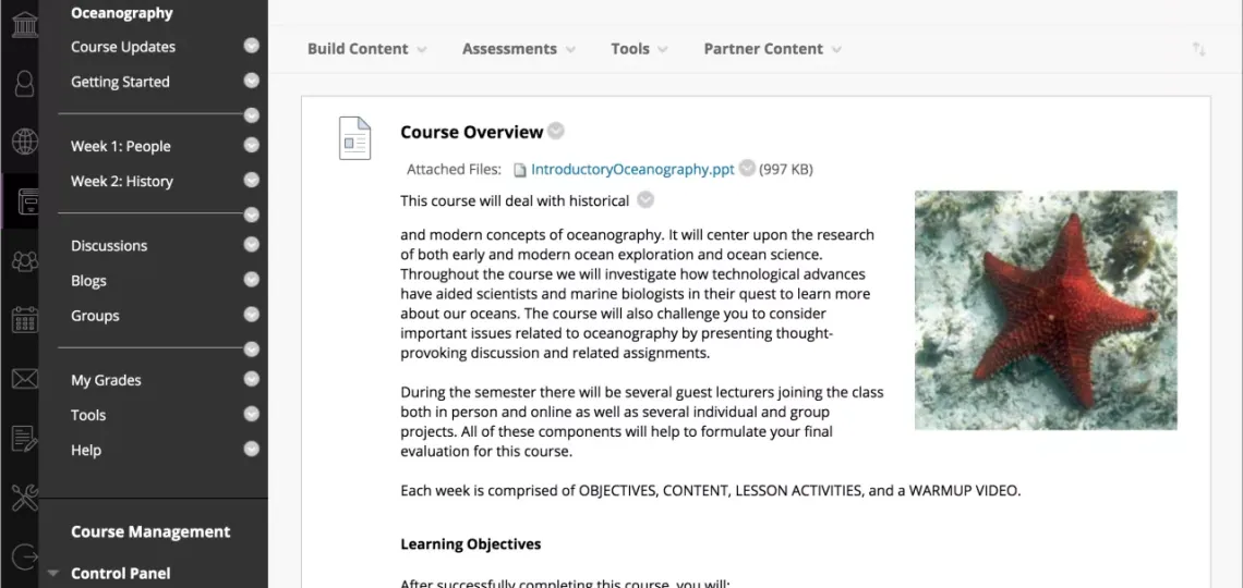 Blackboard Original Course View