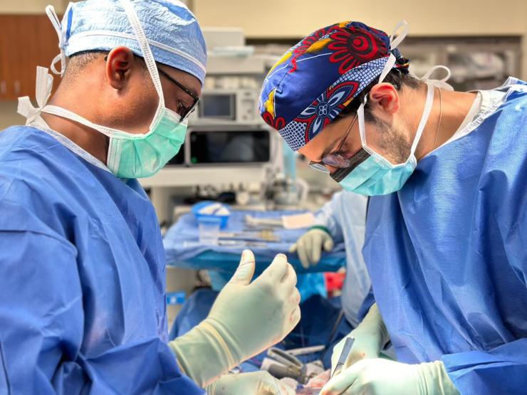 Surgery residents in the OR