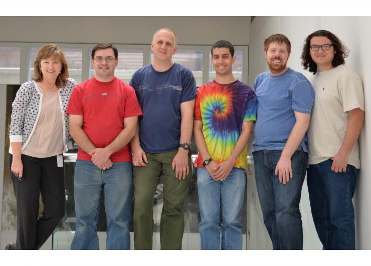 Lynn Zechiedrich, Ph.D., left is shown with members of her lab in the Department of Molecular Virology and Microbiology at Baylor College of Medicine. Pictured are, from left, Jamie Catanese, Ph.D., Jonathan Fogg, Ph.D., Ben Hornstein, Zachary Conley, an