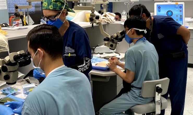 Ophthalmology residents in the lab.