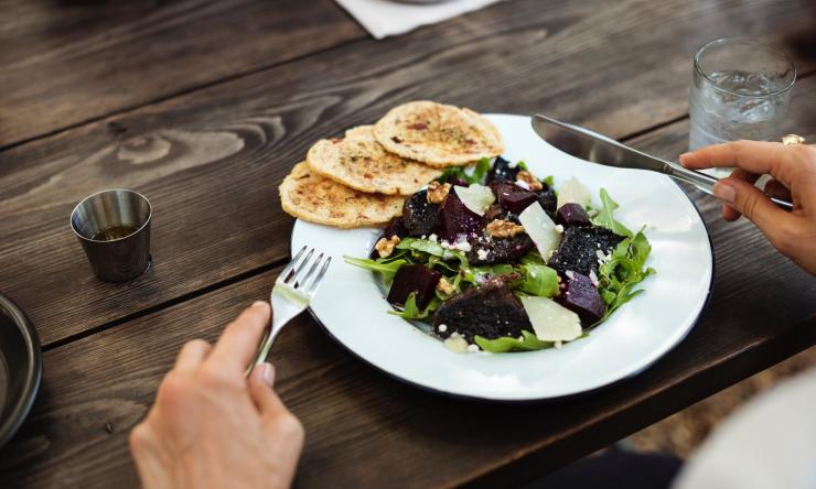 A plate with healthy food options.